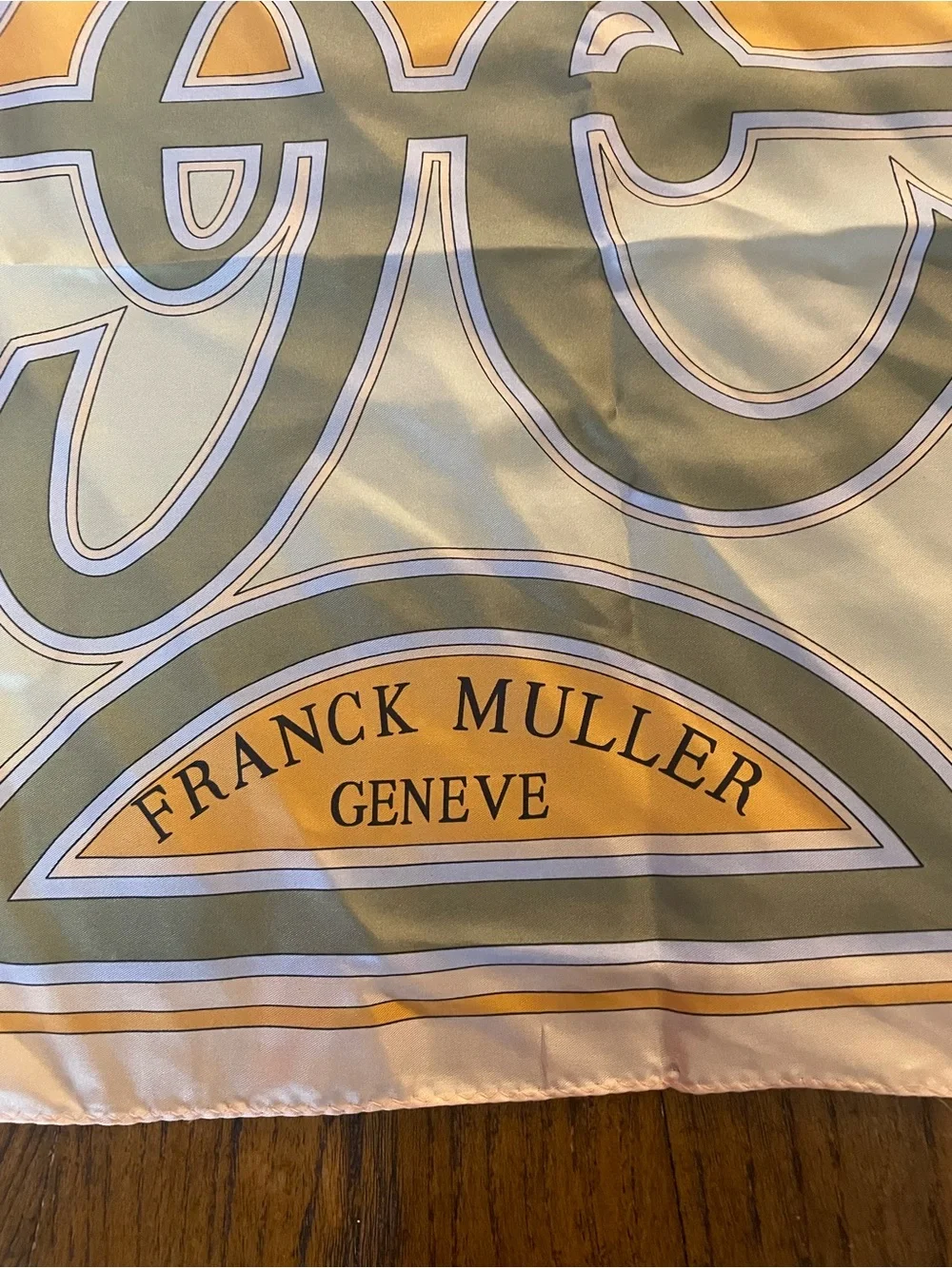 Franck Muller Silk Graphic Scarf in Cream and Yellow